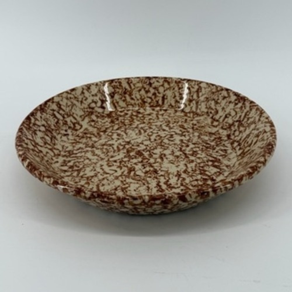 Friendship Pottery Roseville Ohio Brown Spongeware Bowl 9.5 Inch USA Made